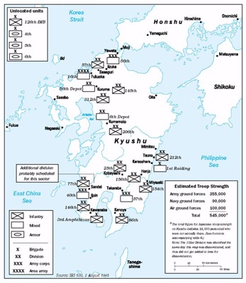 Estimated Japanese troop strength prior to Operation  Olympic